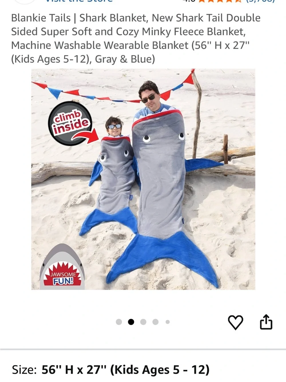 Blankie Tails Baby Shark Blanket Grey Blue